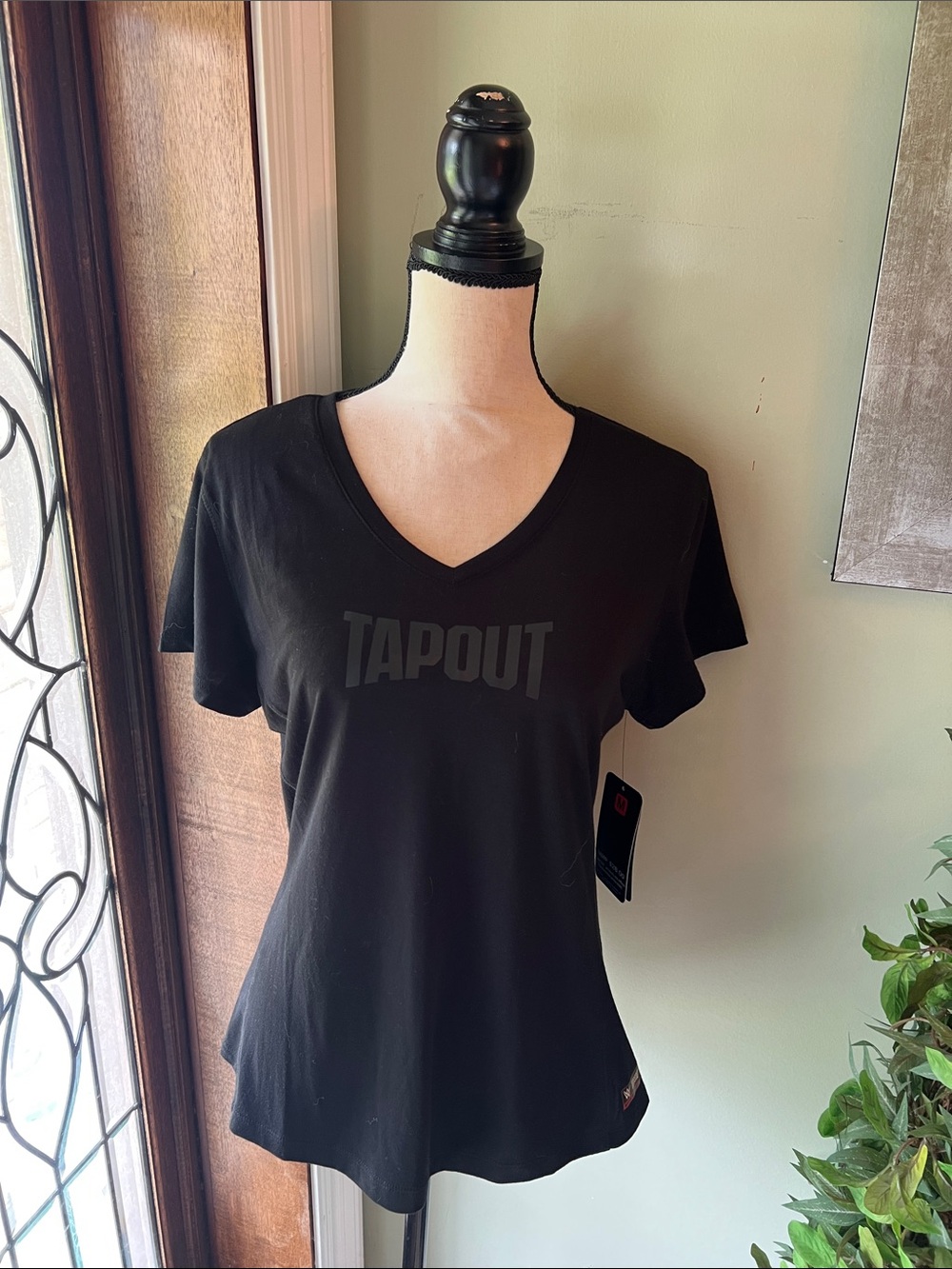 Tapout Black V-Neck Logo Tee for Women